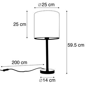 Nowoczesna lampa stołowa czarna z kloszem szarym 25 cm - Simplo Oswietlenie wewnetrzne