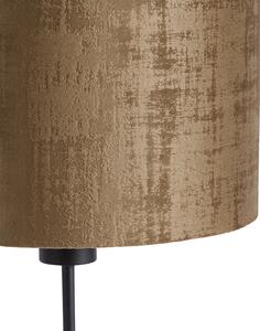 Lampa stołowa czarny aksamitny klosz brązowy 25 cm regulowany - Parte Oswietlenie wewnetrzne