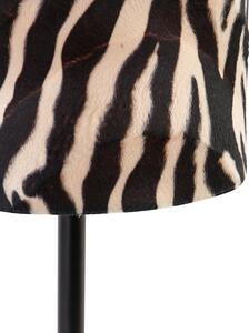 Nowoczesna lampa stołowa czarna z kloszem zebra 25 cm - Simplo Oswietlenie wewnetrzne