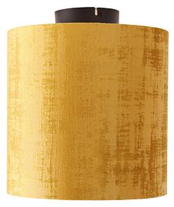 Lampa sufitowa czarny matowy aksamitny klosz złoty 25 cm - Combi Oswietlenie wewnetrzne