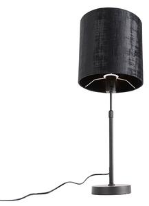 Lampa stołowa czarna welurowa klosz czarna 25 cm regulowana - Parte Oswietlenie wewnetrzne
