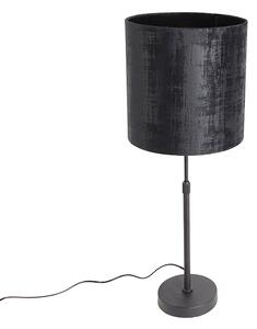 Lampa stołowa czarna welurowa klosz czarna 25 cm regulowana - Parte Oswietlenie wewnetrzne