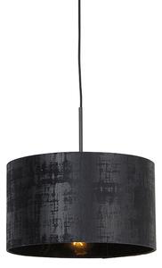 Lampa wisząca czarna klosz welurowy czarny 35cm - Combi Oswietlenie wewnetrzne