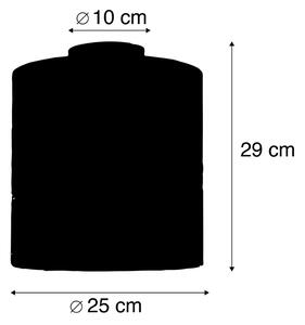 Lampa sufitowa czarny aksamitny abażur wzór kwiatowy 25 cm - Combi Oswietlenie wewnetrzne