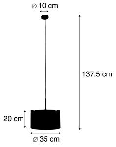 Lampa wisząca czarna klosz welurowy brązowy 35cm - Combi Oswietlenie wewnetrzne