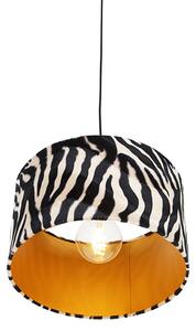 Lampa wisząca czarna klosz welurowy zebra 35cm - Combi Oswietlenie wewnetrzne