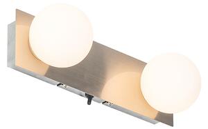 Nowoczesny Kinkiet / Lampa scienna stalowy 28 cm IP44 2-punktowy - Cederic Oswietlenie wewnetrzne