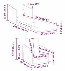 Sofa bed czarny 65 x 80 x 83 cm tkanina