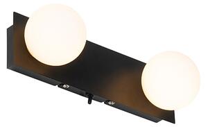 Nowoczesna lampa ścienna czarna 28 cm IP44 2-punktowa - Cederic Oswietlenie wewnetrzne