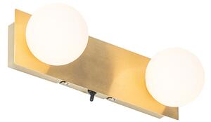 Nowoczesna lampa ścienna złota 28 cm IP44 2-punktowa - Cederic Oswietlenie wewnetrzne