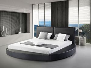 Nowoczesne skórzane łóżko 180 x 200 cm czarne do sypialni Laval Beliani