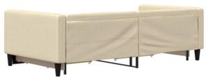 Sofa rozsuwana z szufladami, kremowa, 100x200 cm, tkanina