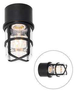 Zewnetrzna Lampa sufitowa i ścienna czarna z przezroczystym kloszem IP54 - Kiki Oswietlenie zewnetrzne