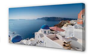 Obraz na płótnie Grecja Morze budynki panorama