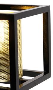 Industrialny Kinkiet / Lampa scienna czarny ze złotem - Cage Tess Oswietlenie wewnetrzne
