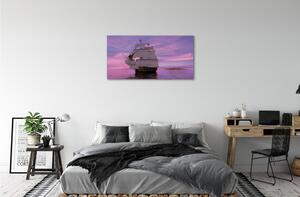 Obraz na płótnie Fioletowe niebo statek morze