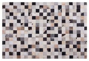 Dywan skórzany 160 x 230 cm ręcznie tkany patchworkowy brązowy Rize Beliani