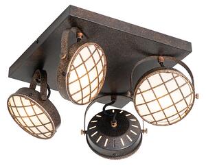 Vintage lampa sufitowa rdzawobrązowy kwadrat 4-punktowy - Tamina Oswietlenie wewnetrzne