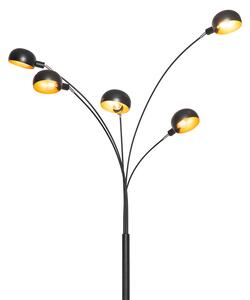 Designerska lampa podłogowa czarna ze złotymi 5 lampkami - Sixties Marmo Oswietlenie wewnetrzne