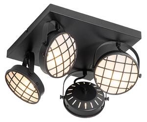 Vintage Reflektorek / Spot / Spotow czarny kwadrat 4-light - Tamina Oswietlenie wewnetrzne