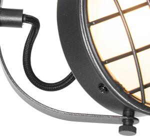 Vintage lampa podłogowa czarna 2-punktowa - Tamina Oswietlenie wewnetrzne