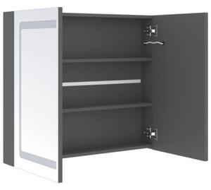 Szafka łazienkowa z lustrem i LED, szara, 80x12x68 cm