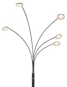 Designerska lampa podłogowa czarna z diodami LED z pięcioma światłami - Sixties Trento Oswietlenie wewnetrzne