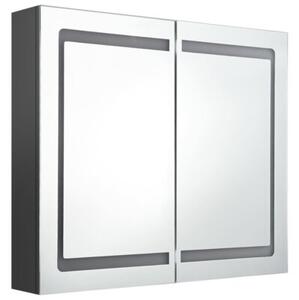 Szafka łazienkowa z lustrem i LED, szara, 80x12x68 cm