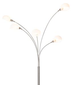Designerska lampa podłogowa stal z opalowym szkłem 5-punktowa - Sixties Marmo Oswietlenie wewnetrzne