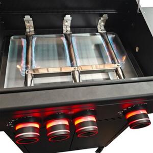Grill gazowy HEATWAVE 3+1 LED żeliwny ruszt 11.9kW ogród 113,4×49,2×109,4