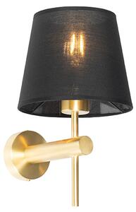 Nowoczesna lampa ścienna czarna ze złotem - Pluk Oswietlenie wewnetrzne