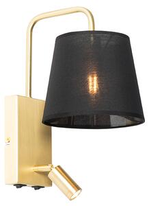 Nowoczesny Kinkiet / Lampa scienna czarno-stalowy z lampką do czytania - Renier Oswietlenie wewnetrzne