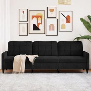 Sofa 3-osobowa, czarny, 210 cm, obita aksamitem