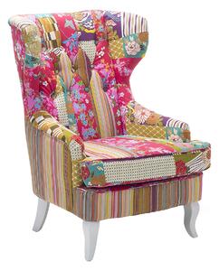 Fotel uszak tapicerowany materiałowy pikowany patchwork wielokolorowy Molde Beliani