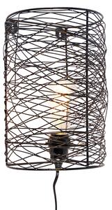 Designerska lampa ścienna czarna - Sarella Oswietlenie wewnetrzne