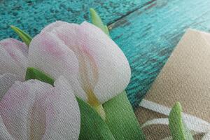 Obraz bukiet tulipanów i koperta