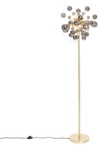 Designerska lampa podłogowa mosiężna z przydymionym szkłem 8-lamp - Explode Oswietlenie wewnetrzne