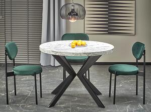Okrągły marmurkowy stół rozkładany na czarnej podstawe - Revlos