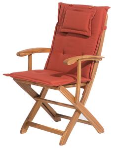 Zestaw mebli ogrodowych stół 8 krzeseł drewno akacjowe czerwone poduchy Maui Beliani