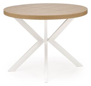 Okrągły rozkładany stół w kolorze dąb złoty + biały - Revlos