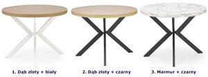 Okrągły rozkładany stół w kolorze dąb złoty + czarny - Revlos