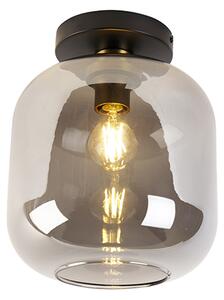 Designerska lampa sufitowa czarna ze złotem z przydymionym szkłem - Zuzanna Oswietlenie wewnetrzne