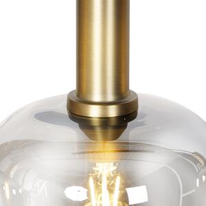 Designerska lampa wisząca czarna ze złotem z przydymionym szkłem 4-punktowym - Zuzanna Oswietlenie wewnetrzne