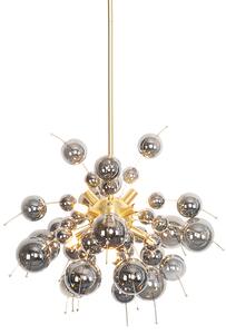 Designerska lampa wisząca mosiężna z przydymionym szkłem 8-lamp - Explode Oswietlenie wewnetrzne