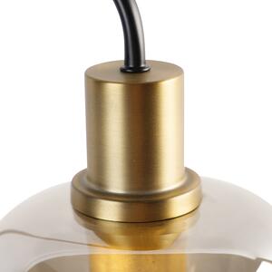 Designerska lampa stołowa czarna ze złotem i przydymionym szkłem - Zuzanna Oswietlenie wewnetrzne