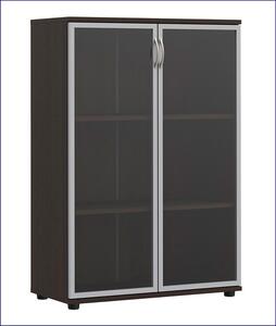 Minimalistyczny regał biurowy z witryną wenge G3-T53