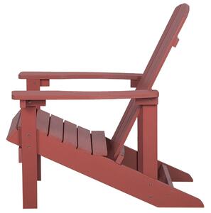 Krzesło imitacja drewna ogrodowe na ganek z podłokietnikami czerwone Adirondack Beliani