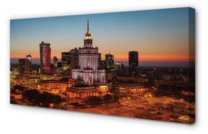 Obraz na płótnie Warszawa Wieżowce noc panorama