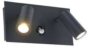 Zewnetrzna Kinkiet / Lampa scienna zewnętrzny ciemnoszary IP54 z czujnikiem ruchu LED - Simon Oswietlenie zewnetrzne
