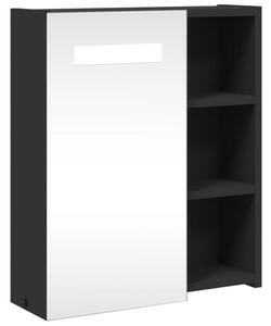Szafka łazienkowa z lustrem i LED, czarna, 45x13x52 cm